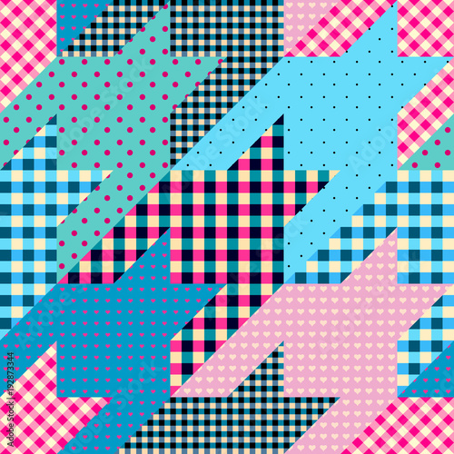 Seamless background pattern. Geometrical Hounds-tooth pattern in a patchwork style.