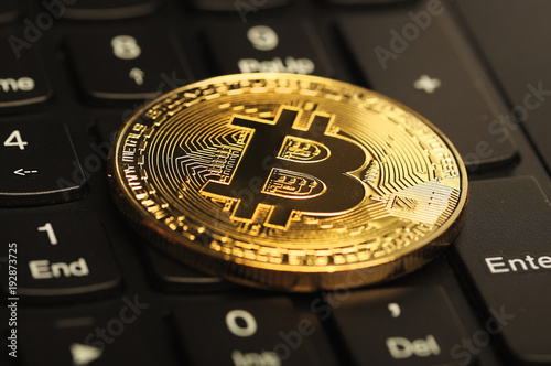 bitcoin on the computer keyboard