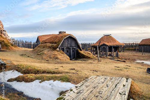 old viking village at icelandic land photo