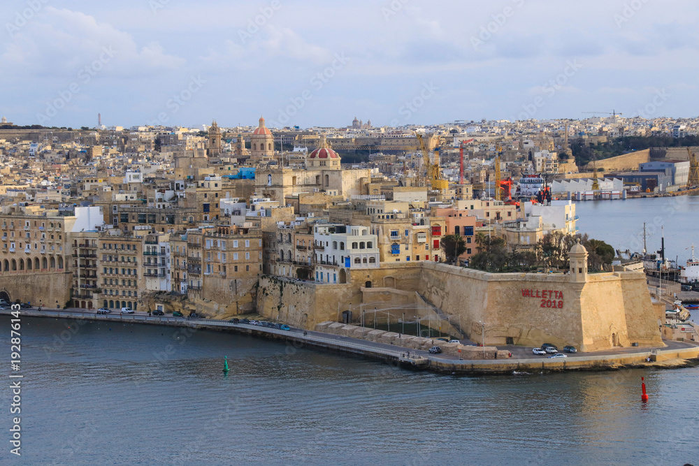 Valletta, Blick auf Senglea, Gardjola Gärten
