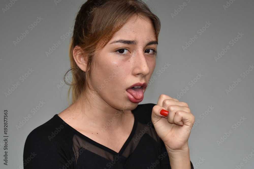 Youthful Female Coughing Youthful Female Coughing
