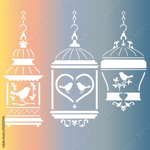 Bird cage stencil art
