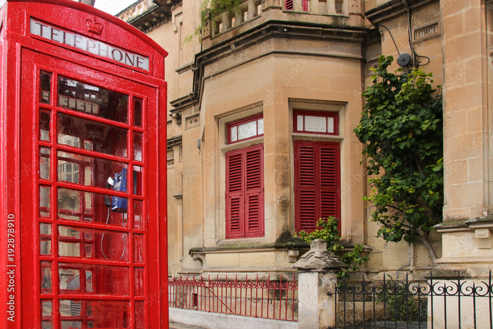 Rabat, Malta, traditionelle rote Telefonzelle Rabat, Malta, traditionelle rote Telefonzelle