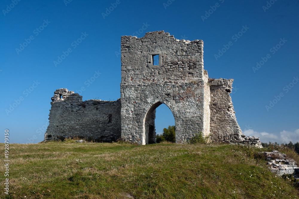 Piece of old castle in sunny day