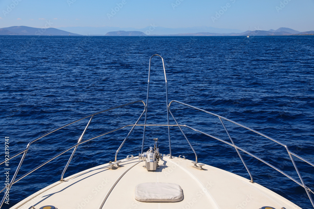Obraz premium Summer day traveling on a yacht Saronic Gulf, Greece.