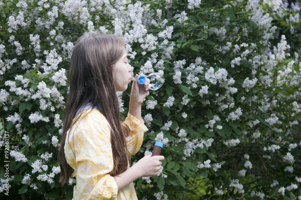 Beautiful teenager girl and soap bubbles. Beautiful teenager girl and soap bubbles.