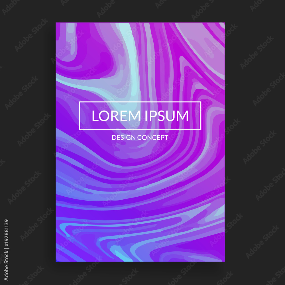 Naklejka premium Futuristic cover design. Modern template with trendy liquid pattern. White, purple and blue colors. Vector illustration