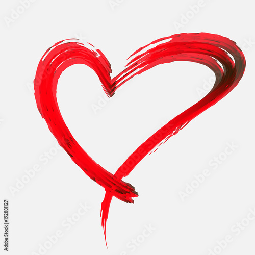 A background  hearts painted in different colors and text. Holiday red heart abstract background.