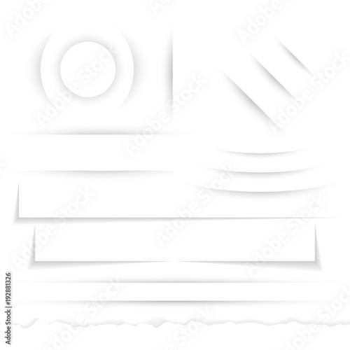 Transparent realistic paper shadow effect set. Web banner. Shade for advertising and promotional message isolated on transparent background