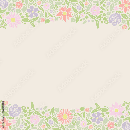Floral poster with copyspace - design of a background with hand drawn flowers. Mother's Day, Woman's Day and Valentine's Day. Vector.