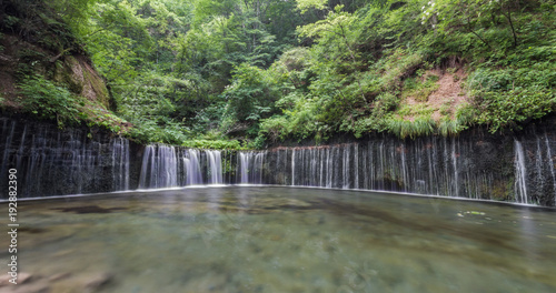 Shiraito Falls  Shiraito-no-taki  3 Meters height waterfall but spread out over a 70 meter wide arch. Located north of Karuizawa  Shizuoka Prefecture  near Mount Fuji  Japan