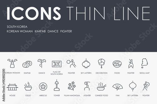 SOUTH KOREA Thin Line Icons