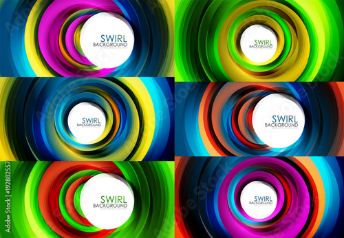 Set of spiral swirl line backgrounds