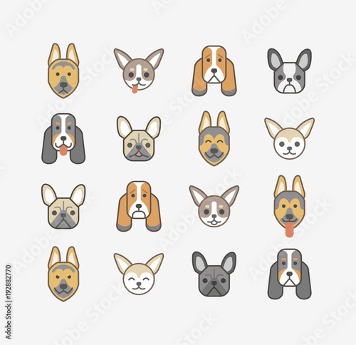 Dogs heads emoticons vector set