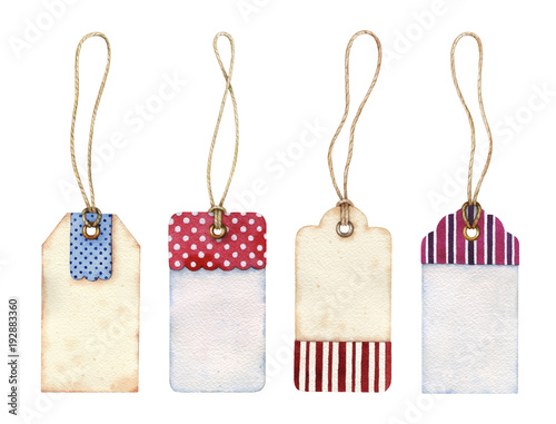 Set of watercolor tags