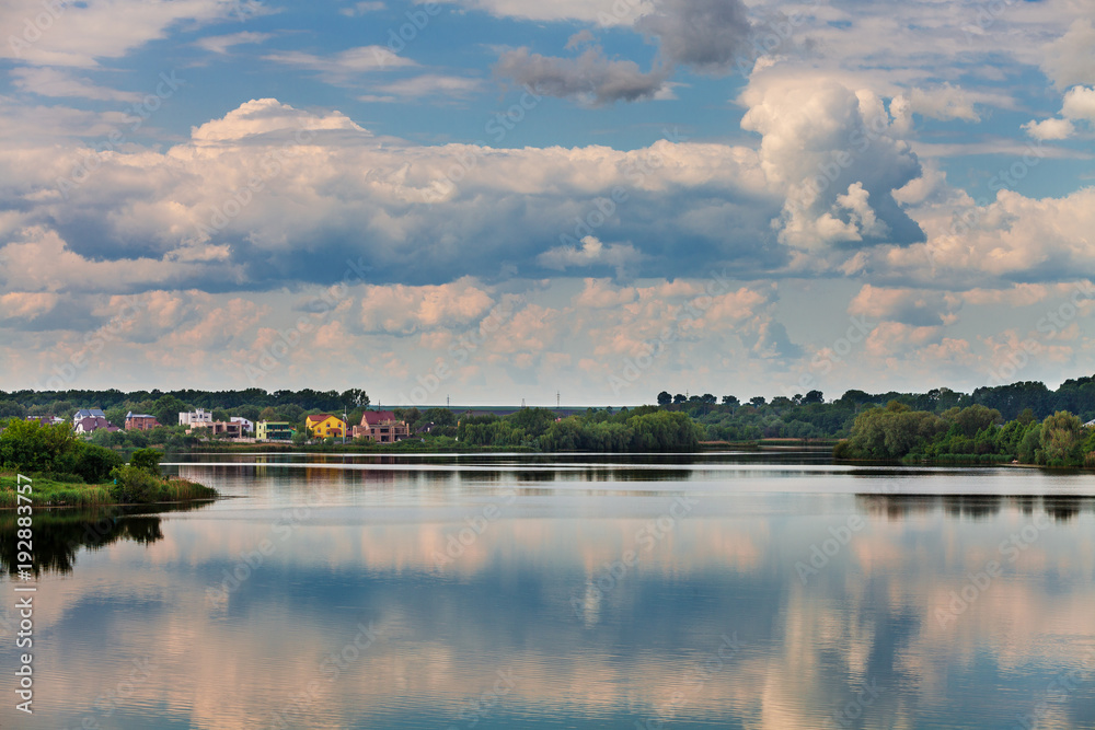 Naklejka premium Picturesque forest and the river