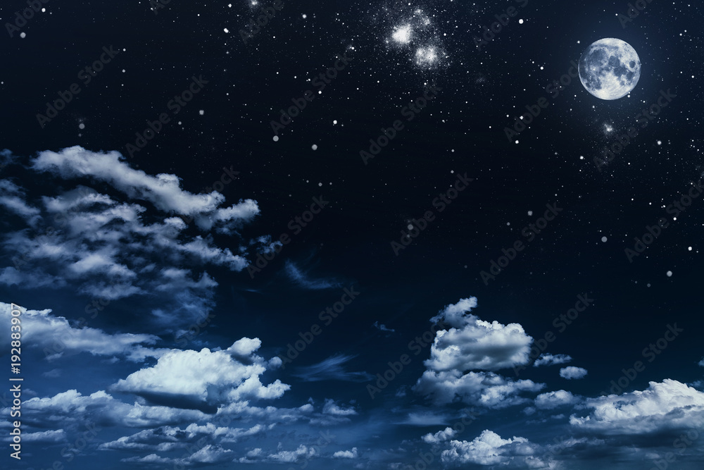 background night sky with stars and moon. Elements of this image furnished by NASA