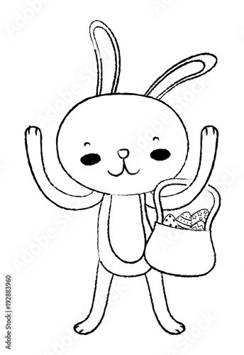grunge rabbit animal with eggs easter inside hamper