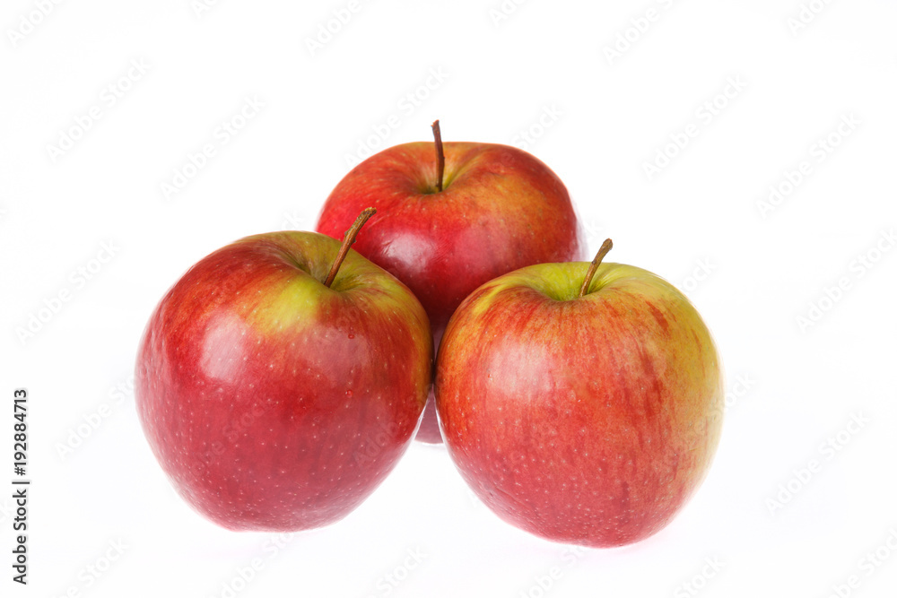Three apples on a white background.