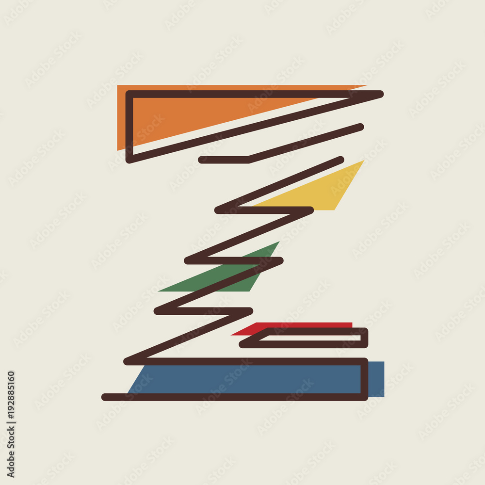 The letter Z of the alphabet in modern geometric style. Abstraction. Design element template. Vector illustration. The letter Z of the alphabet in modern geometric style. Abstraction. Design element template. Vector illustration.