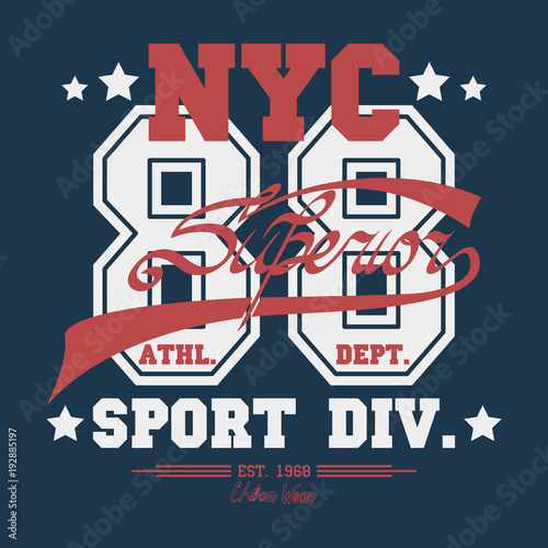 New York  Sport wear typography emblem  t-shirt stamp graphics  vintage tee print  athletic apparel design graphic print - vector