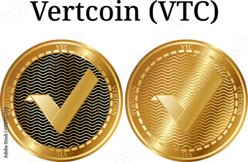 Set of physical golden coin Vertcoin (VTC) photo