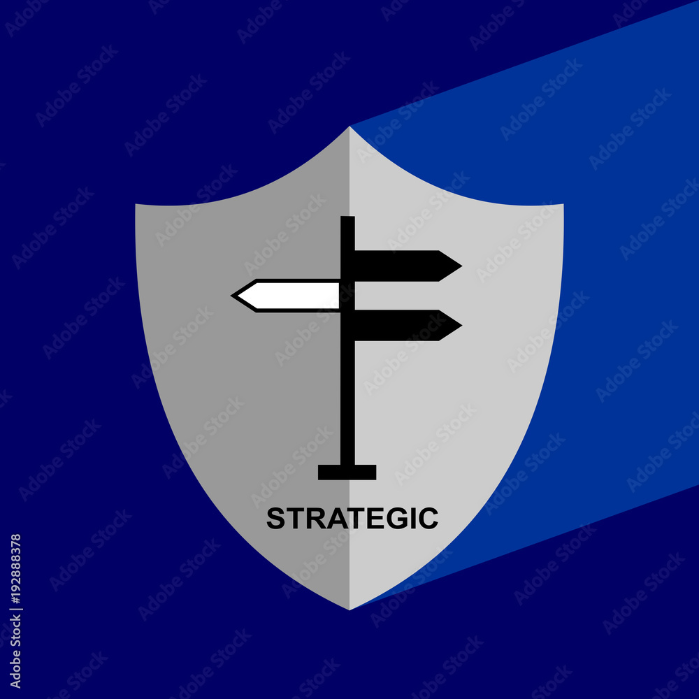 Obraz premium Shield Icon with long shadow - Strategic. Block chain icon. Vector graphic illustration. 