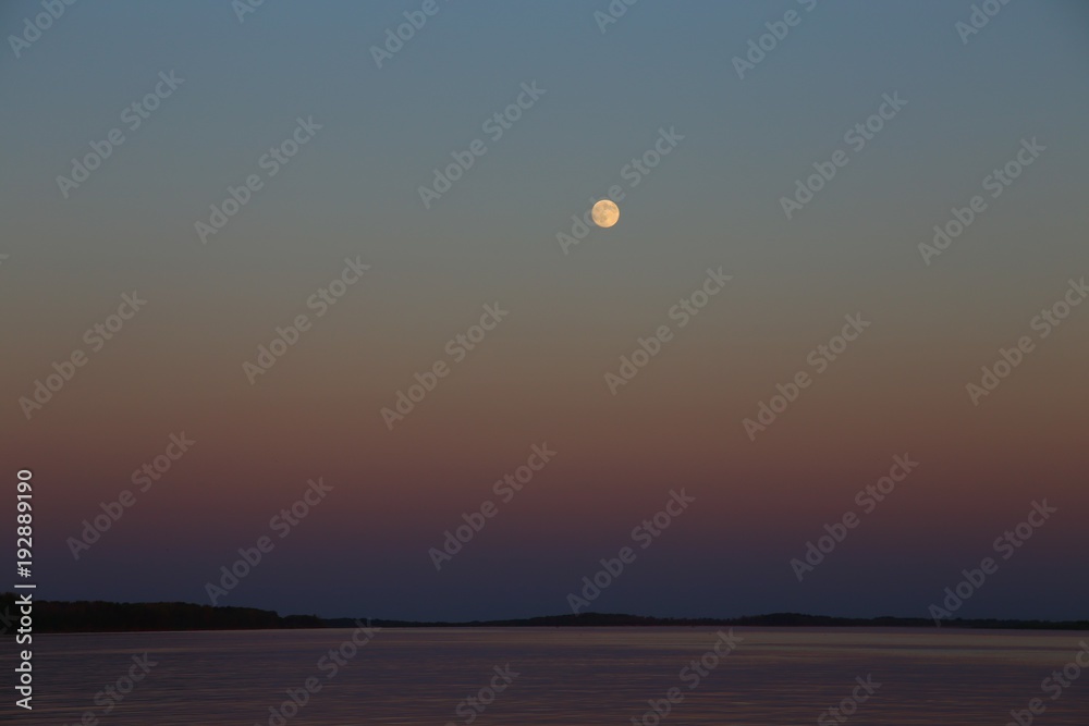 night landscape with moon. the moon and the river night landscape with moon. the moon and the river