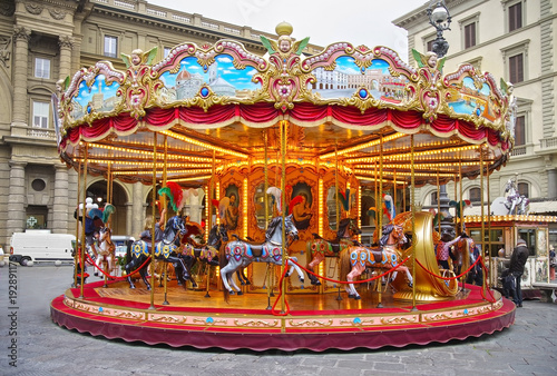 Old-style carousel in Florence, Italy