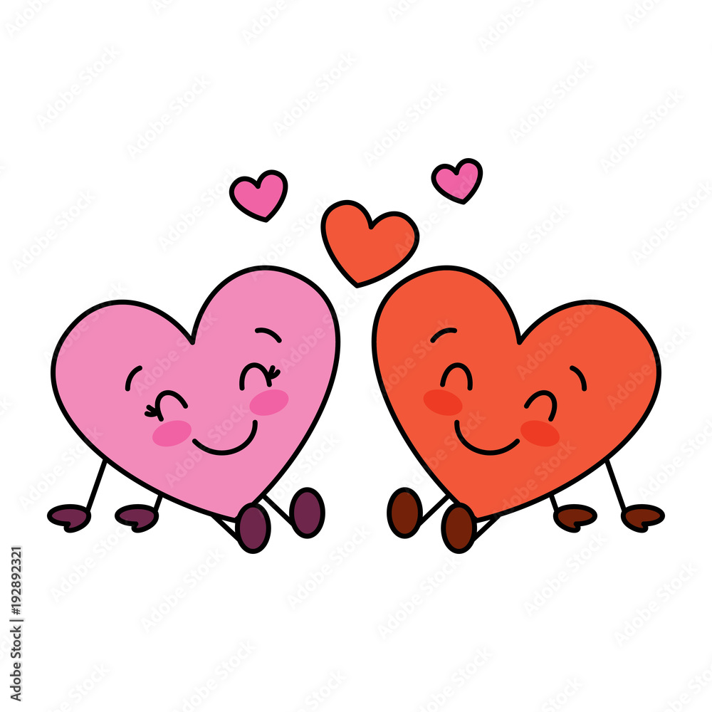 cute hearts couple sitting cartoon love relationship vector ...