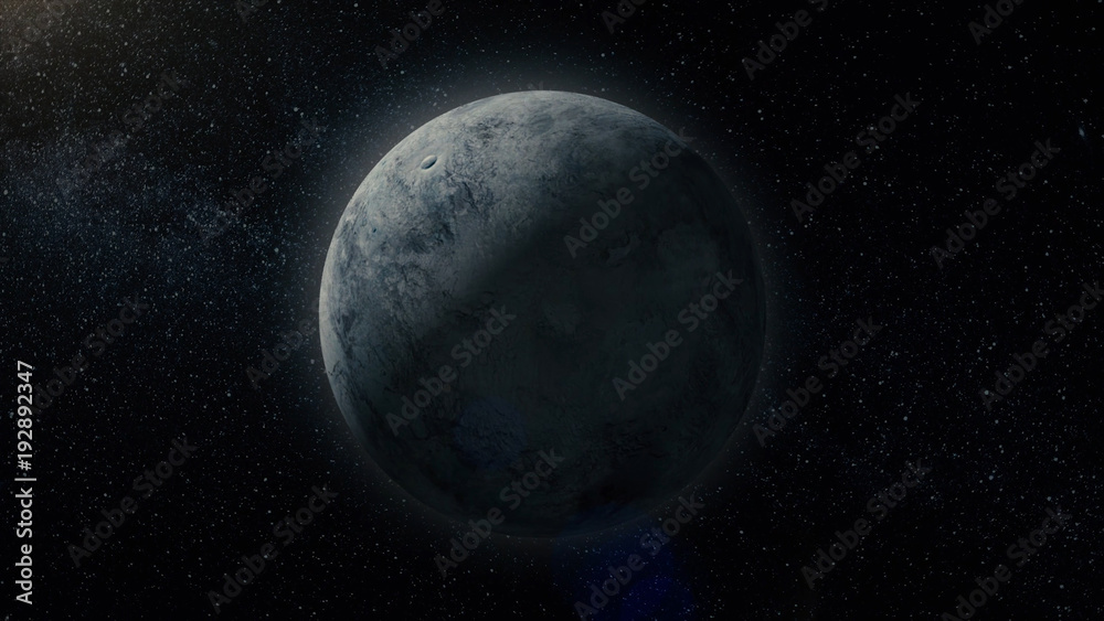 Obraz premium Planet in space. Solar system and space objects. Abstract scientific background - glowing planet in space, nebula and stars. Earth and galaxy on background.