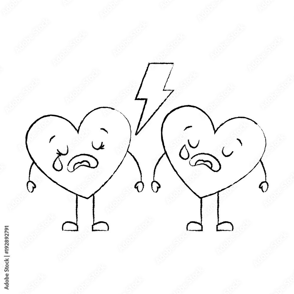 couple love heart cartoon broken crying vector illustration sketch image  Stock Vector | Adobe Stock