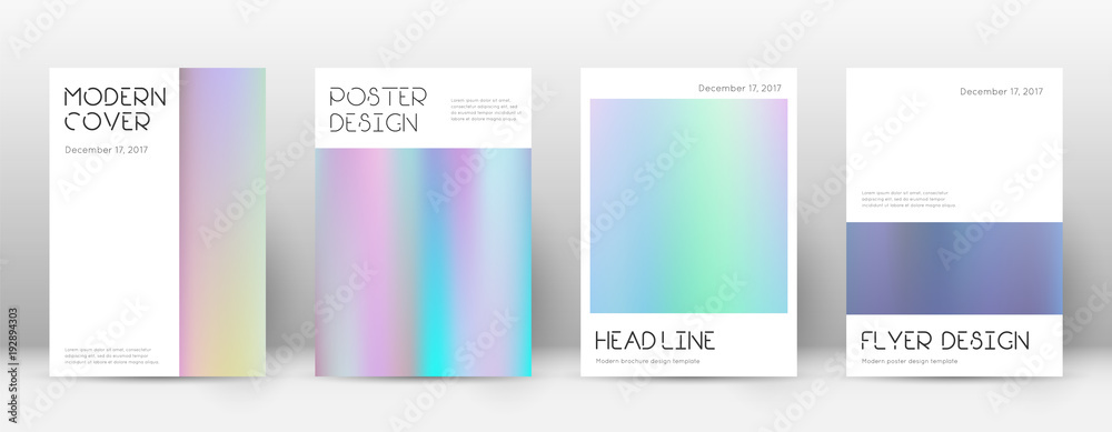 Flyer layout. Minimal admirable template for Brochure, Annual Report, Magazine, Poster, Corporate Presentation, Portfolio, Flyer. Artistic pastel hologram cover page.