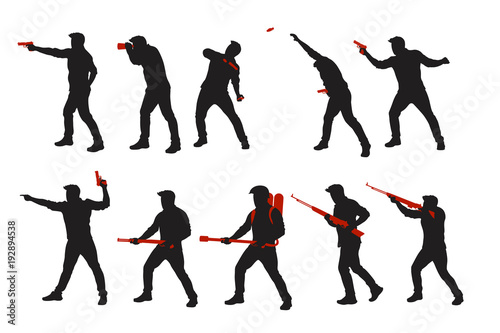 two color war men silhouettes set 01