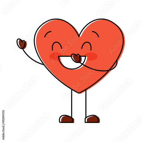 cute cartoon heart love smiling emotion character vector illustration