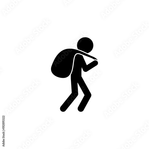 a thief with a bag of loot icon. Illustration of a criminal scenes icon. Premium quality graphic design icon. Signs and symbols collection icon for websites, web design, mobile app photo