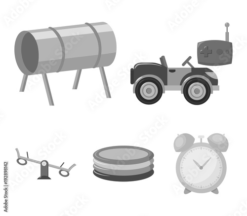 Machine for radio control, tunnel, trampoline, swing. Playground set collection icons in monochrome style vector symbol stock illustration web.