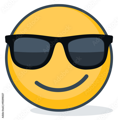 Isolated emoticon wearing black sunglasses