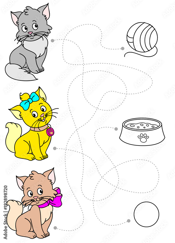 Funny cats coloring book vector