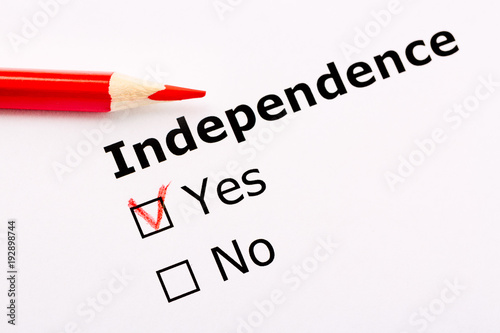 Questionnaire concept. Independence heading with Yes and no checkboxes and red pencil. © Nikolay N. Antonov