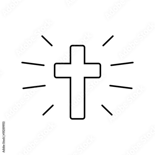 cross traditional religuon symbol black line icon
