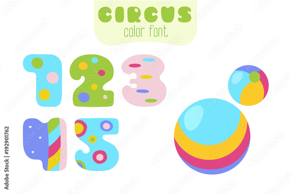 Cartoon style numbers 1, 2, 3, 4, 5 and balls Cartoon style numbers 1, 2, 3, 4, 5 and balls