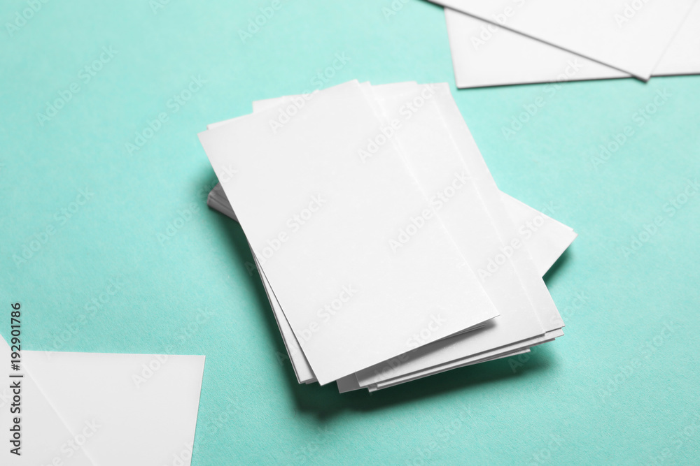Blank business cards on color background Blank business cards on color background