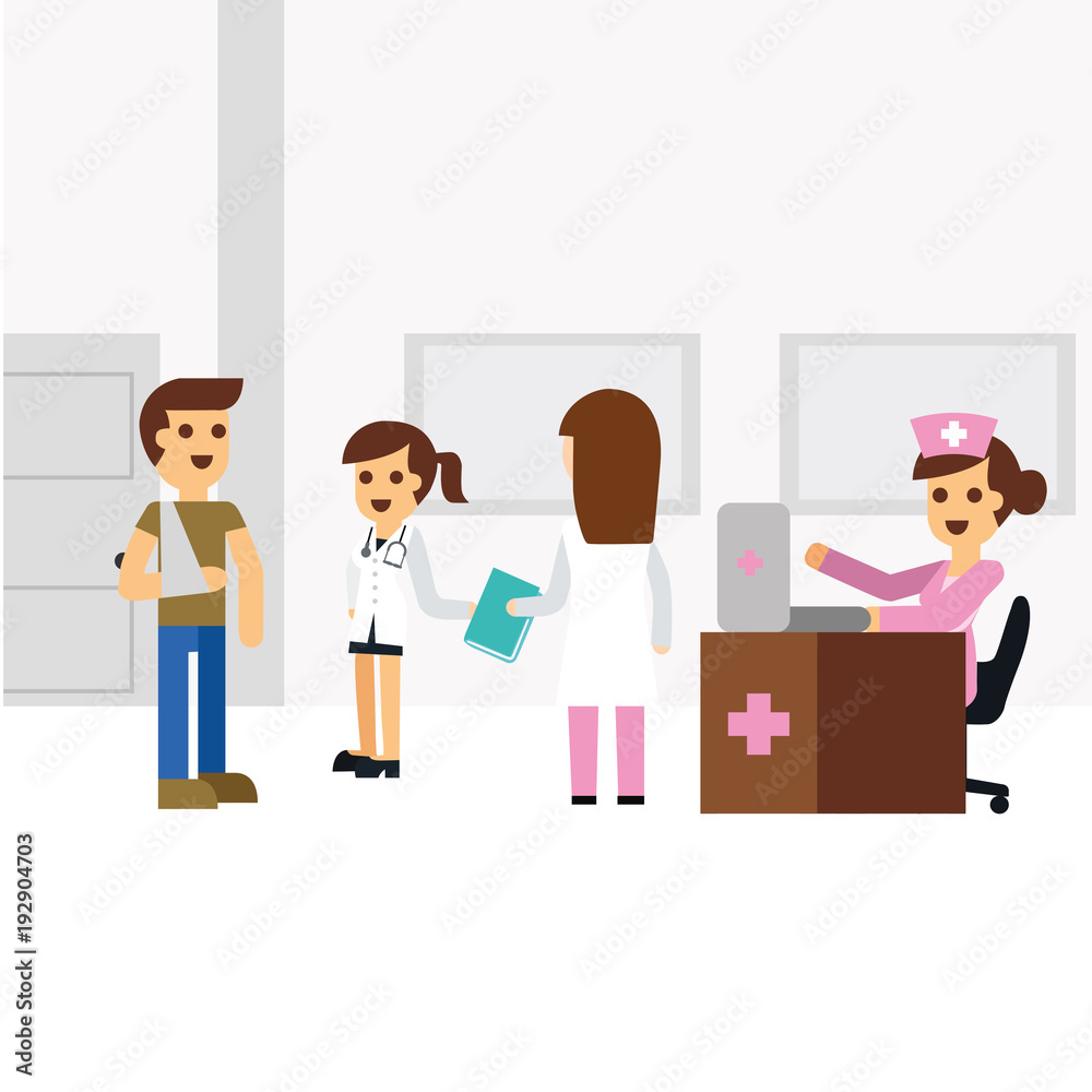 Illustration sign up patient in hospital Illustration sign up patient in hospital