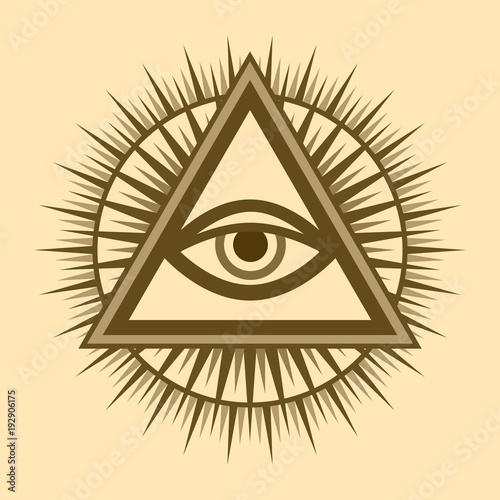 All-Seeing Eye of God (The Eye of Providence | Eye of Omniscience | Luminous Delta | Oculus Dei). Ancient mystical sacral symbol of Illuminati and Freemasonry.