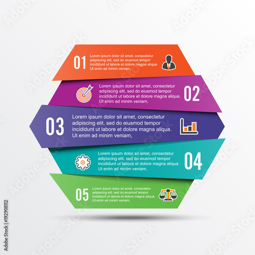 Vector infographic template with 3D paper label, integrated circles. Business concept with options. For content, diagram, flowchart, steps, parts, timeline infographics, workflow layout, chart © EmBaSy