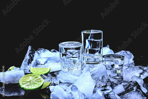 Three stacks of vodka