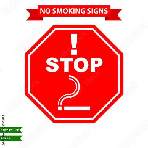 Caution stop smoking and air clean area sign in vector style version, easy to use and print