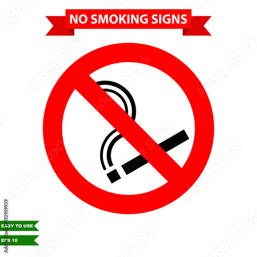 Caution stop smoking and air clean area sign in vector style version, easy to use and print