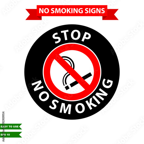Caution stop smoking and air clean area sign in vector style version, easy to use and print